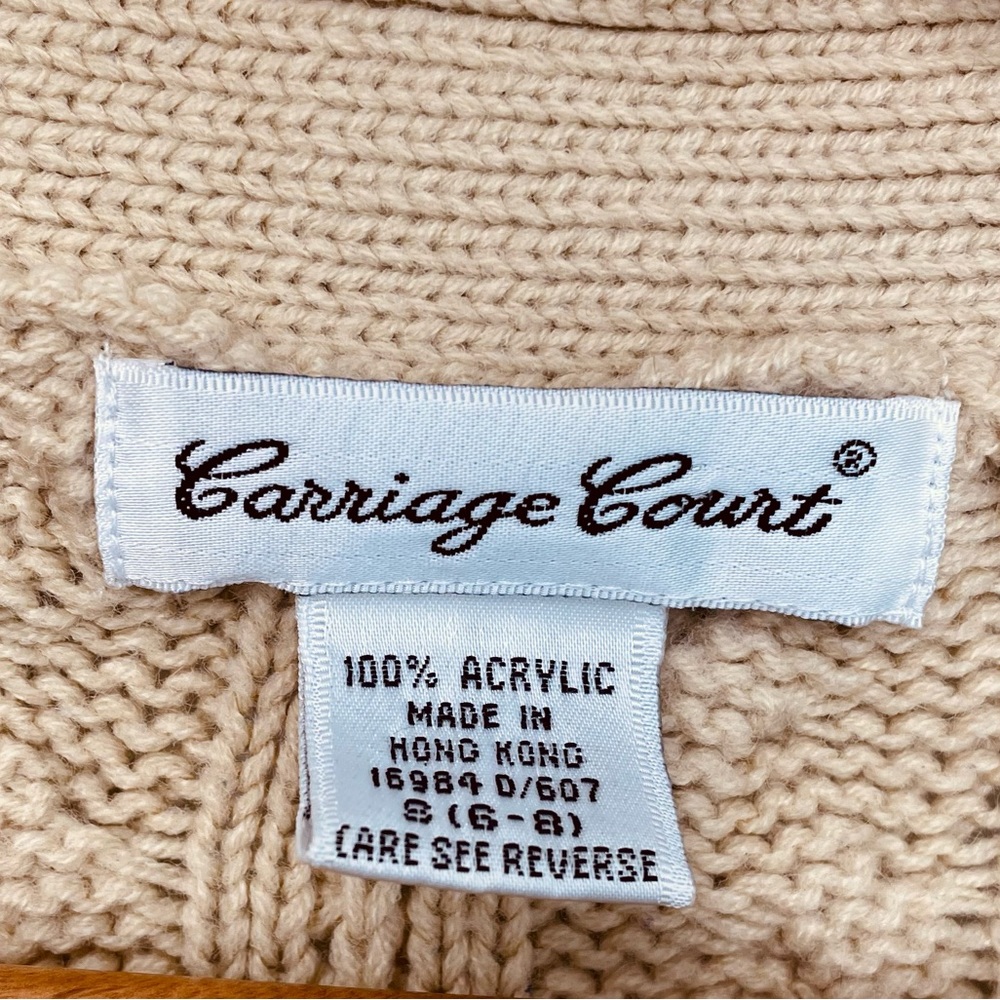 Vintage Cable Knit Cardigan Sweater Women’s Small Tan Grandmacore Tunic - Picture 10 of 10